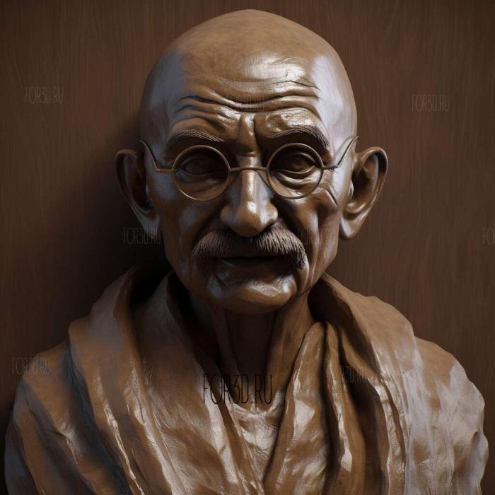 Gandhi Bust 4 stl model for CNC